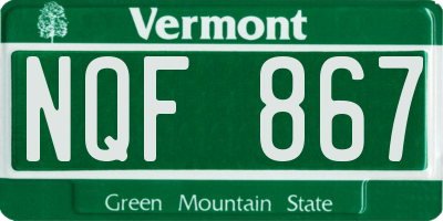VT license plate NQF867
