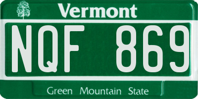 VT license plate NQF869