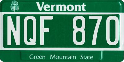 VT license plate NQF870