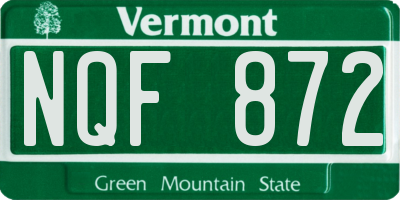 VT license plate NQF872