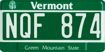 VT license plate NQF874