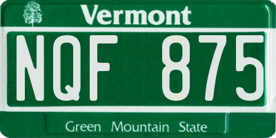 VT license plate NQF875