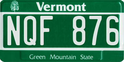 VT license plate NQF876