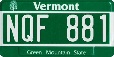 VT license plate NQF881