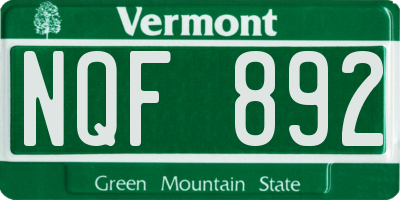 VT license plate NQF892