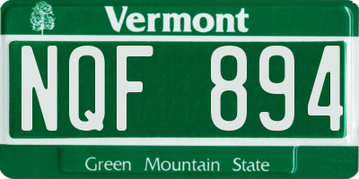 VT license plate NQF894