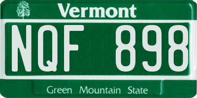 VT license plate NQF898
