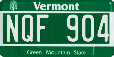 VT license plate NQF904