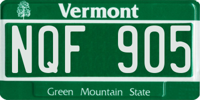 VT license plate NQF905