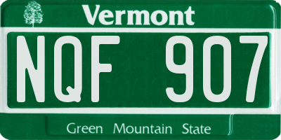 VT license plate NQF907