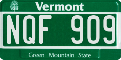 VT license plate NQF909