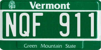 VT license plate NQF911