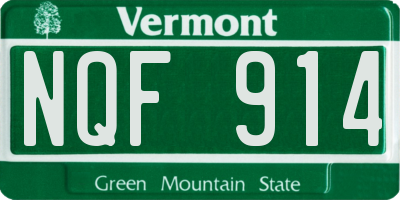 VT license plate NQF914