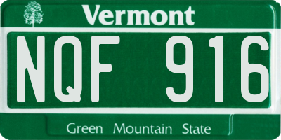 VT license plate NQF916