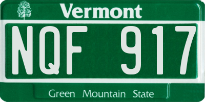 VT license plate NQF917