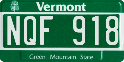 VT license plate NQF918
