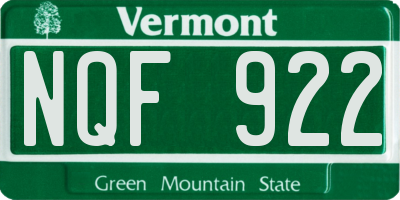 VT license plate NQF922