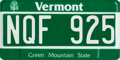 VT license plate NQF925
