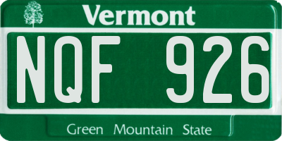 VT license plate NQF926