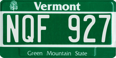VT license plate NQF927