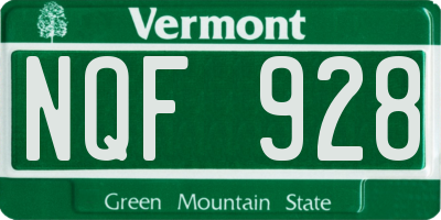 VT license plate NQF928
