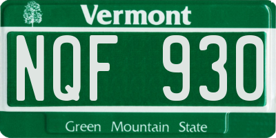 VT license plate NQF930