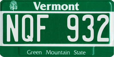 VT license plate NQF932