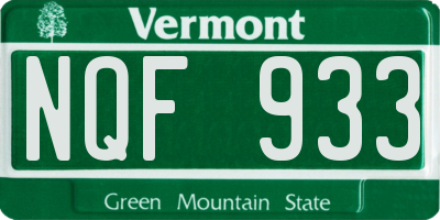 VT license plate NQF933