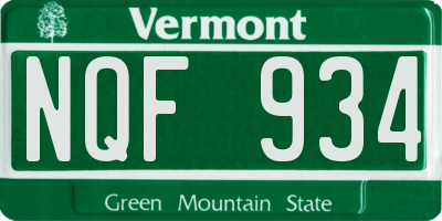 VT license plate NQF934