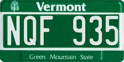 VT license plate NQF935