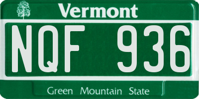 VT license plate NQF936