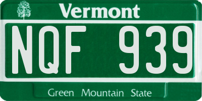 VT license plate NQF939