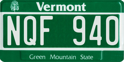 VT license plate NQF940