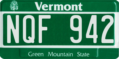 VT license plate NQF942