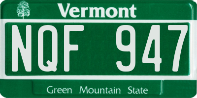 VT license plate NQF947