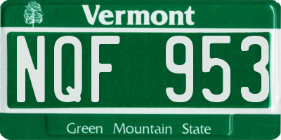 VT license plate NQF953
