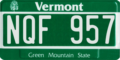 VT license plate NQF957