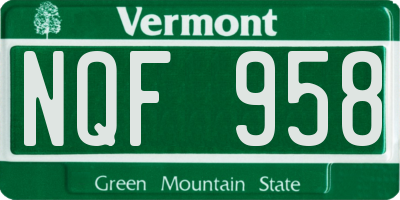 VT license plate NQF958