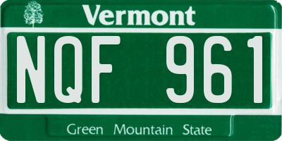 VT license plate NQF961