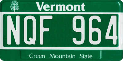 VT license plate NQF964