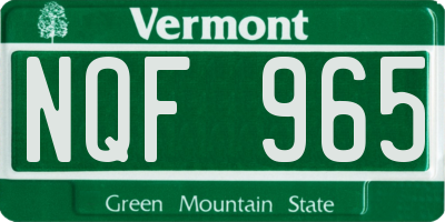 VT license plate NQF965