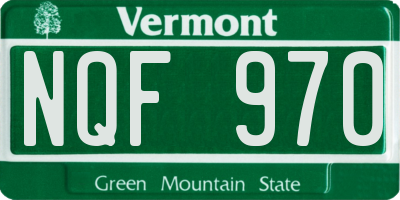 VT license plate NQF970