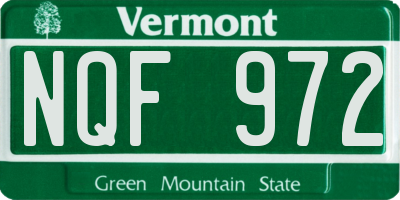 VT license plate NQF972