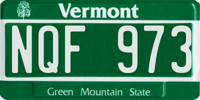 VT license plate NQF973