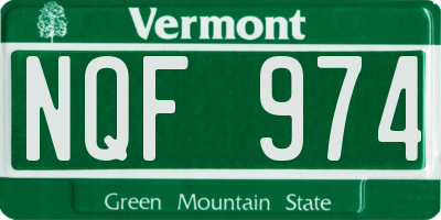 VT license plate NQF974
