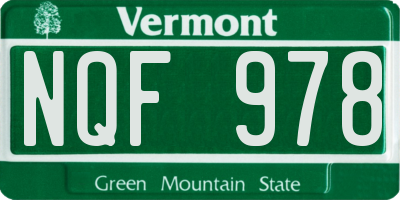 VT license plate NQF978
