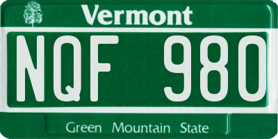 VT license plate NQF980