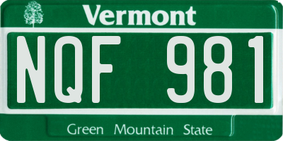 VT license plate NQF981