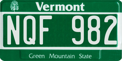 VT license plate NQF982