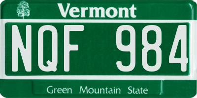 VT license plate NQF984